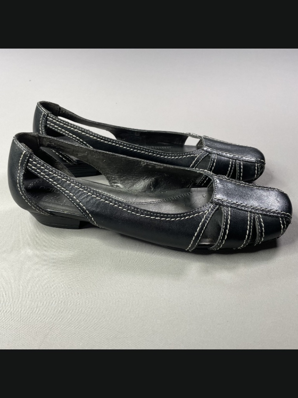 Naturalizer Shoes Womens 7 black leather verdon slip on loafer flats summer - Picture 2 of 11